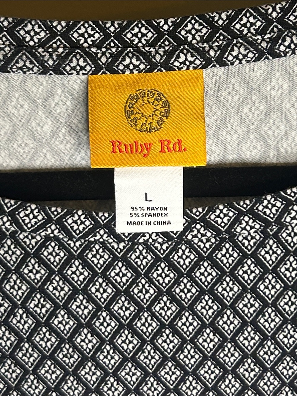 Ruby Rd. Black & White Geometric Knit Top - Picture 2 of 4